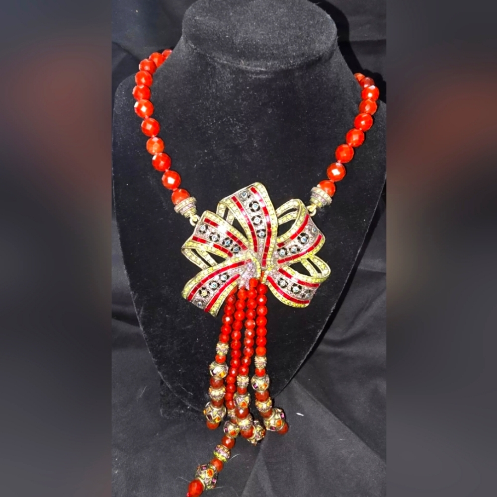 Heidi Daus Red Carnelian "Magnificent Pave Ribbon"